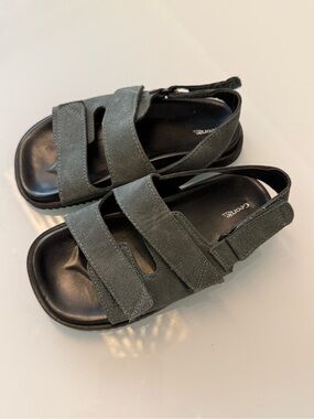 George Olive Gray Suede Kids Velcro Sandals